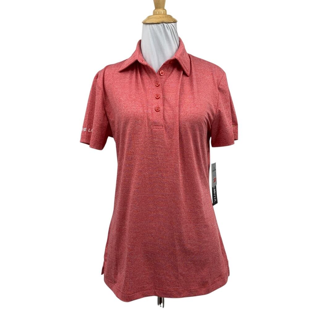Black Clover Shirt Womens M Medium Salmon Live Lucky Fortune Golf Polo *Logo
